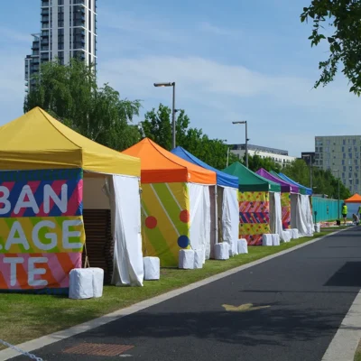Coloured-gazebo-hire-urban-village-fete